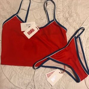 Solid & Striped Red Tank Bikini Set - w/ tags!